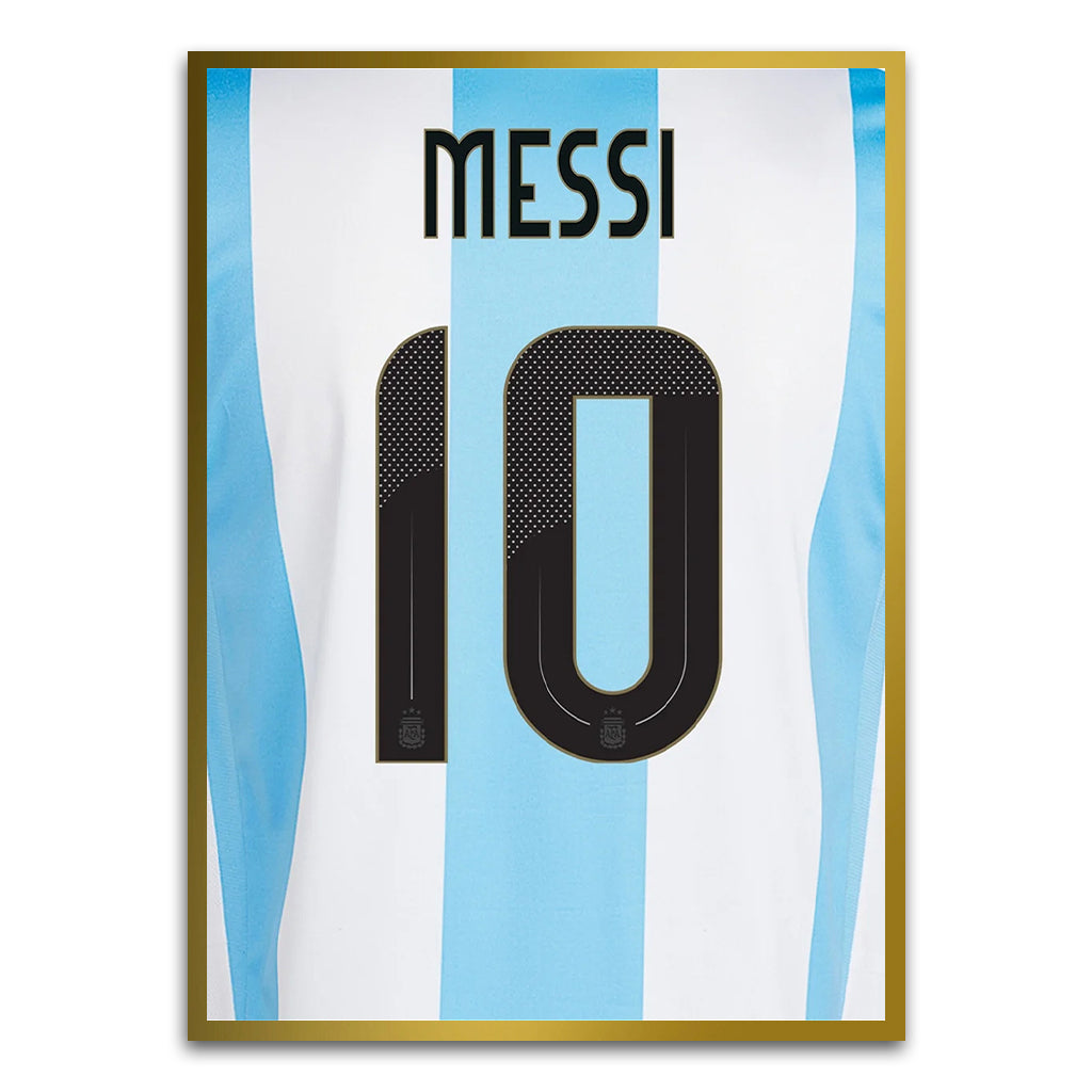 Messi T shirt Gold Printed frame acrylic canvas Frames