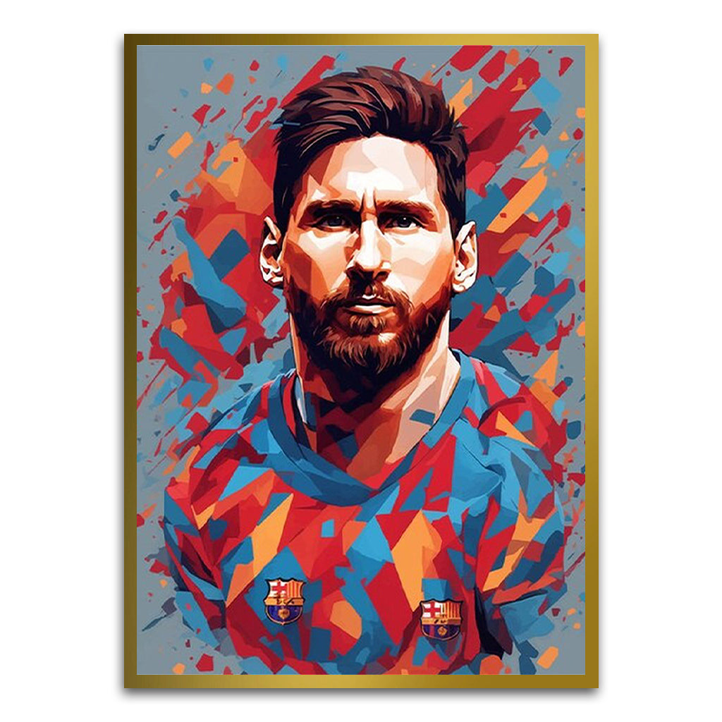 Messi poster Gold Printed frame acrylic canvas Frames