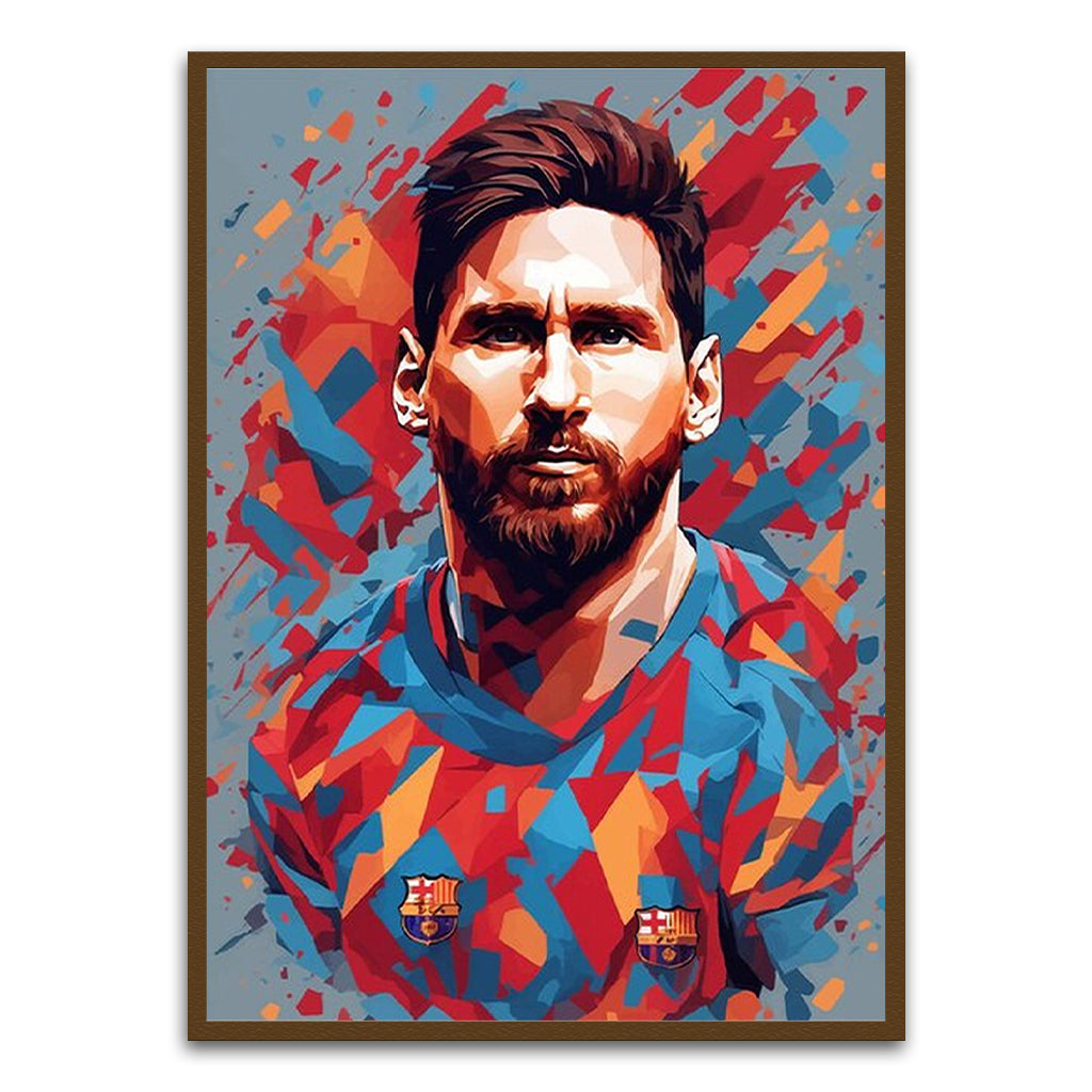 Messi poster Brown Printed frame acrylic canvas Frames