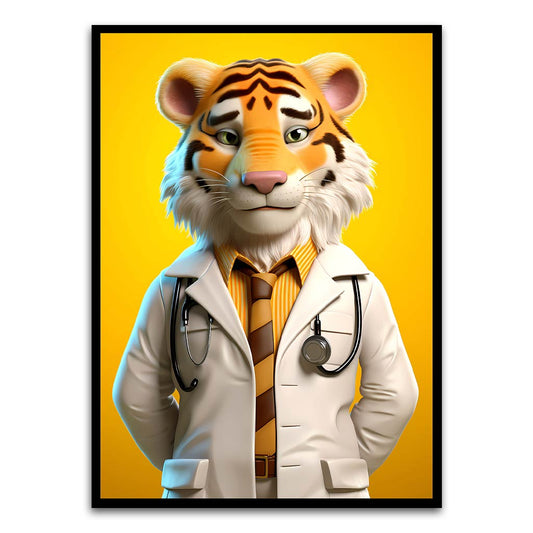 Doctor - Tiger Black Printed frame acrylic canvas Frames