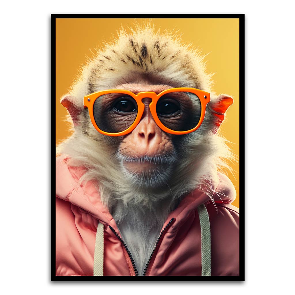 Funkey Monkey Black Printed frame acrylic canvas Frames