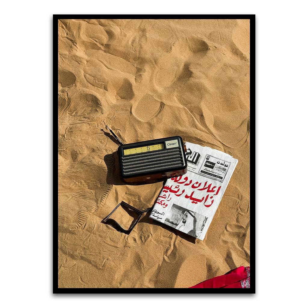 Radio with Newspaper Black Printed frame acrylic canvas Frames