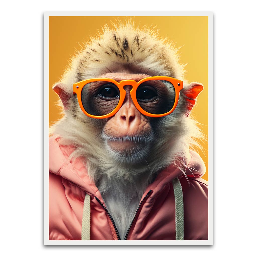 Funkey Monkey White Printed frame acrylic canvas Frames