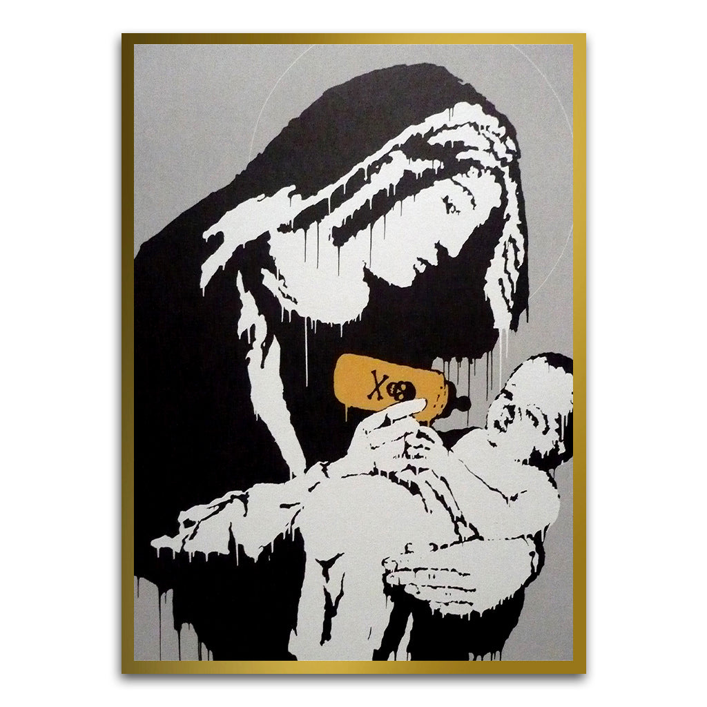 BANKSY ART 28 Gold Printed frame acrylic canvas Frames