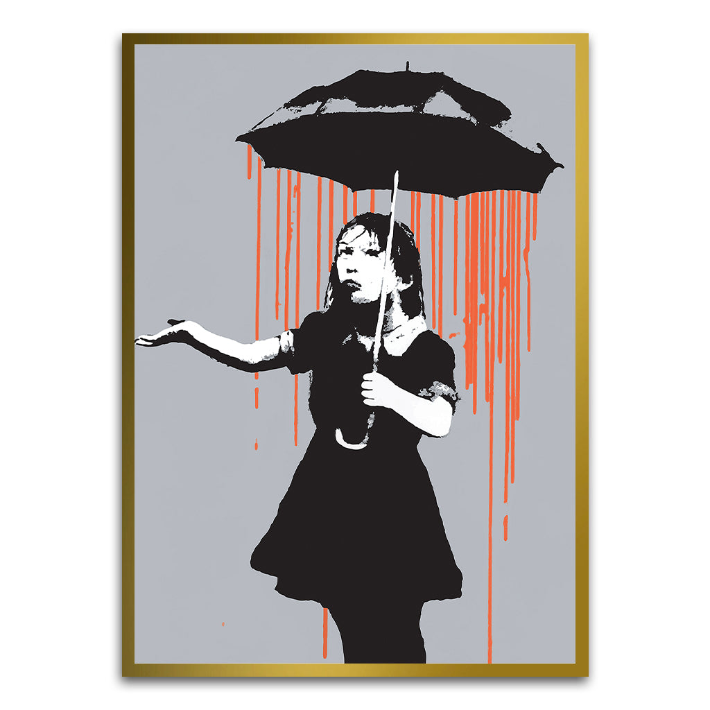 BANKSY ART 20 Gold acrylic canvas Frames