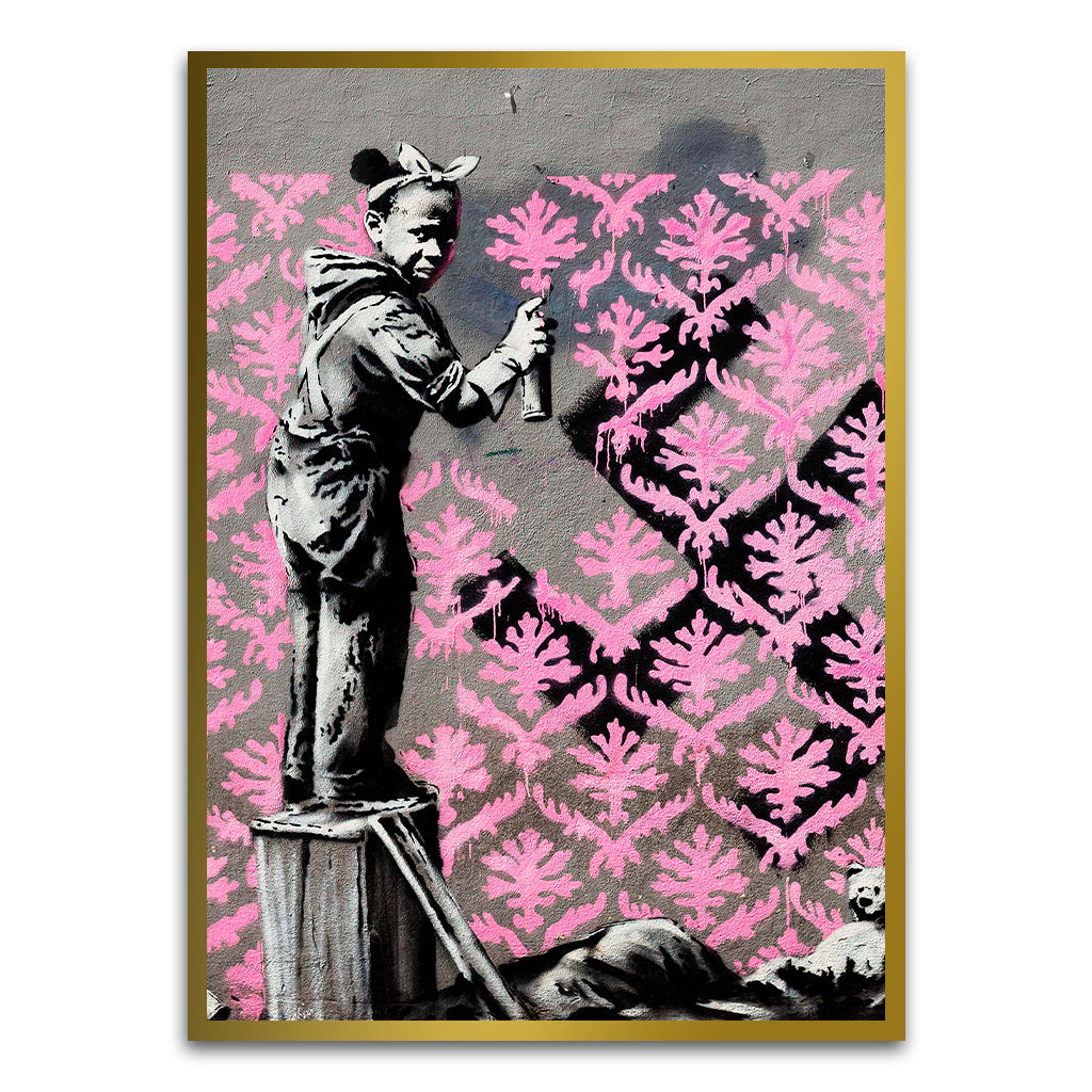 BANKSY ART 21 Gold Printed frame acrylic canvas Frames