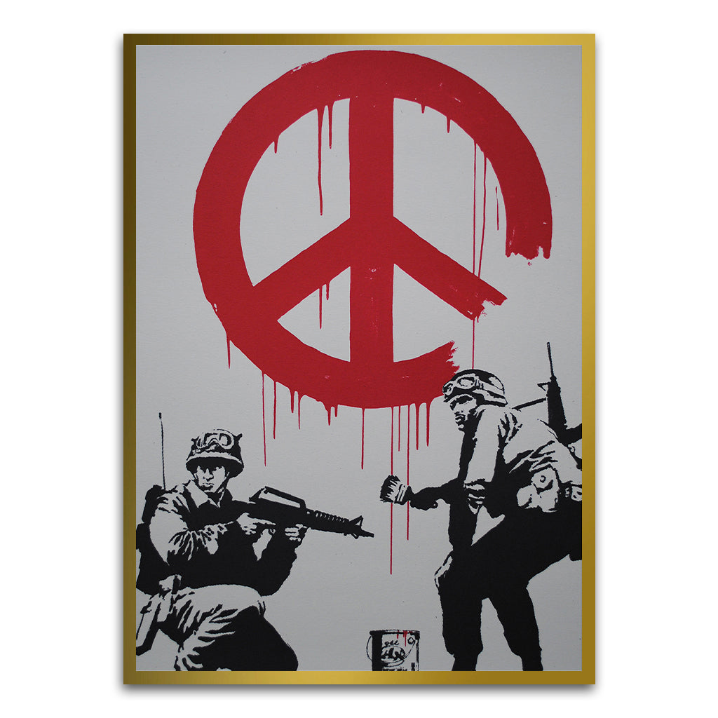 BANKSY ART 6 Gold Printed frame acrylic canvas Frames