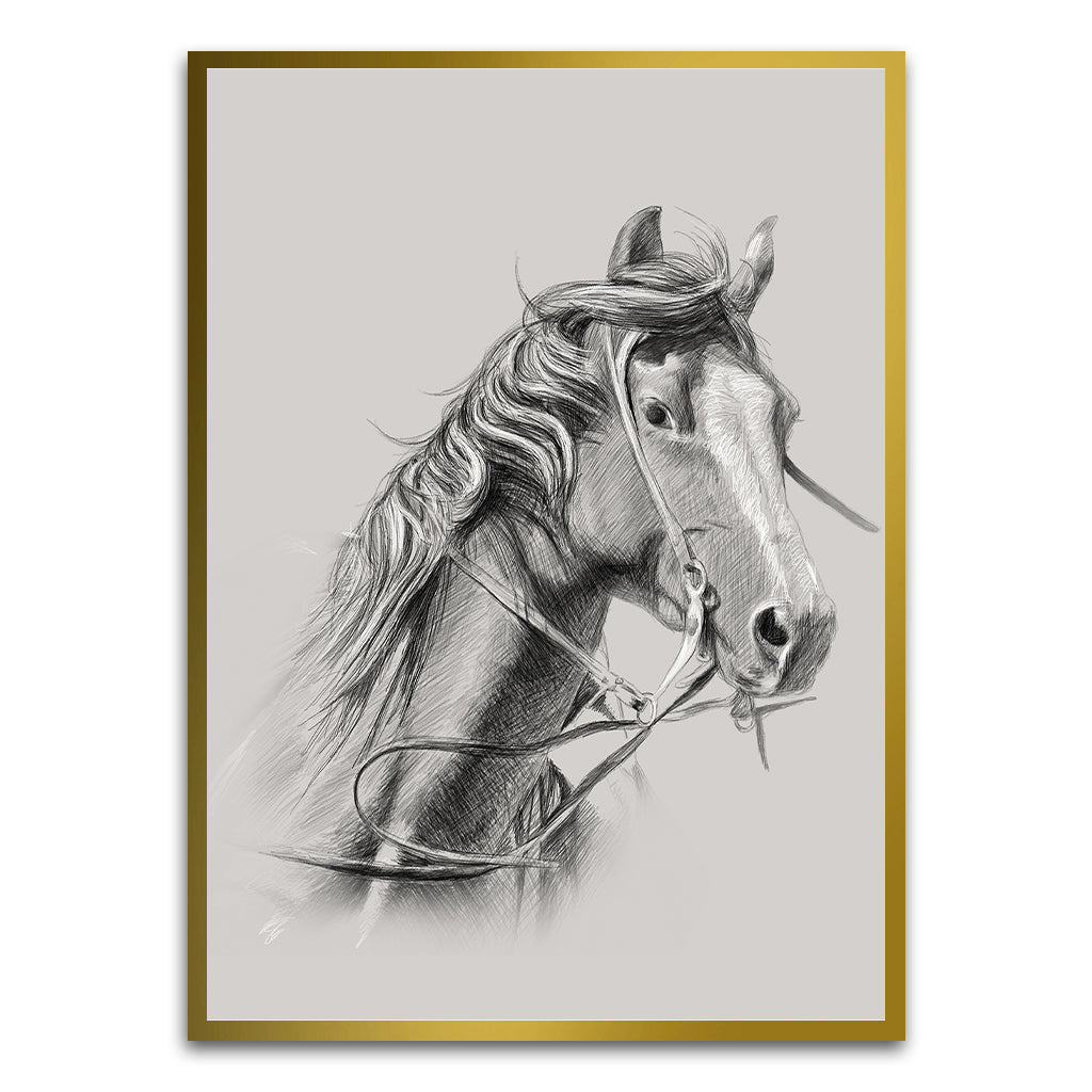 Horse Gold Printed frame acrylic canvas Frames