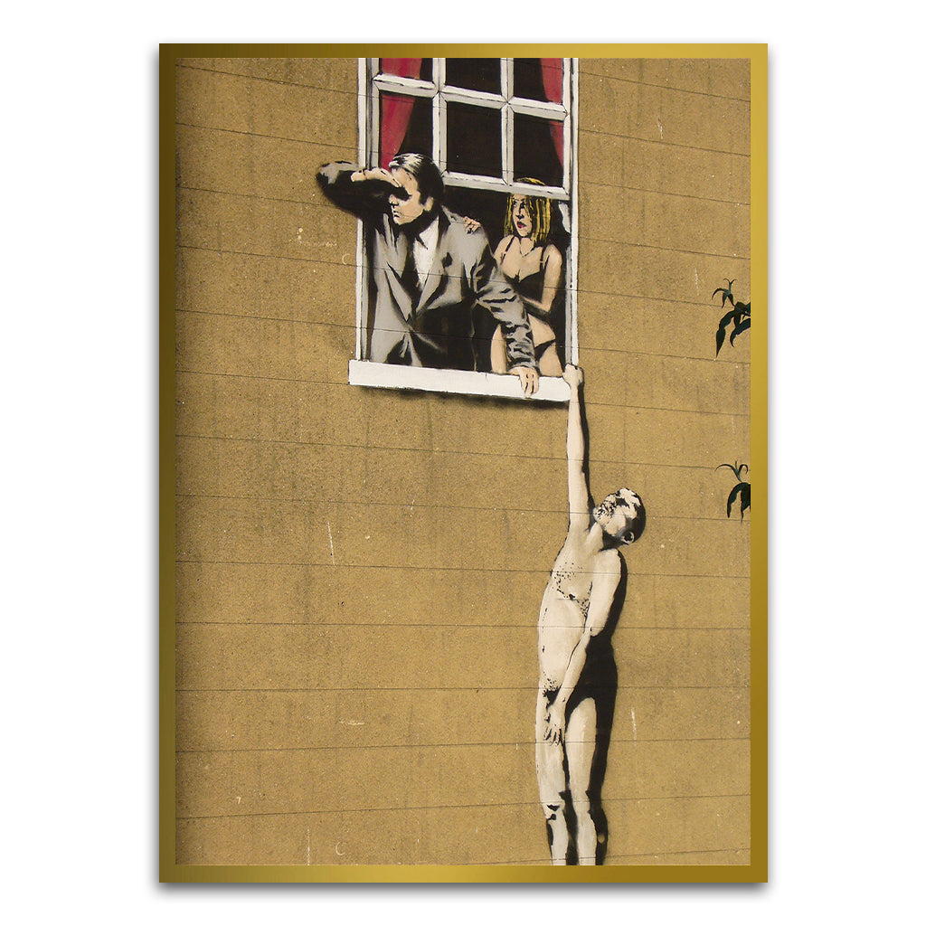 BANKSY ART 10 Gold Printed frame acrylic canvas Frames