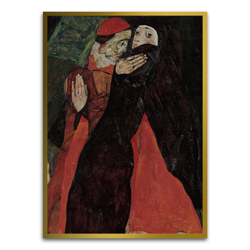 Egon Schiele - Cardinal and Nun Gold Printed frame acrylic canvas Frames