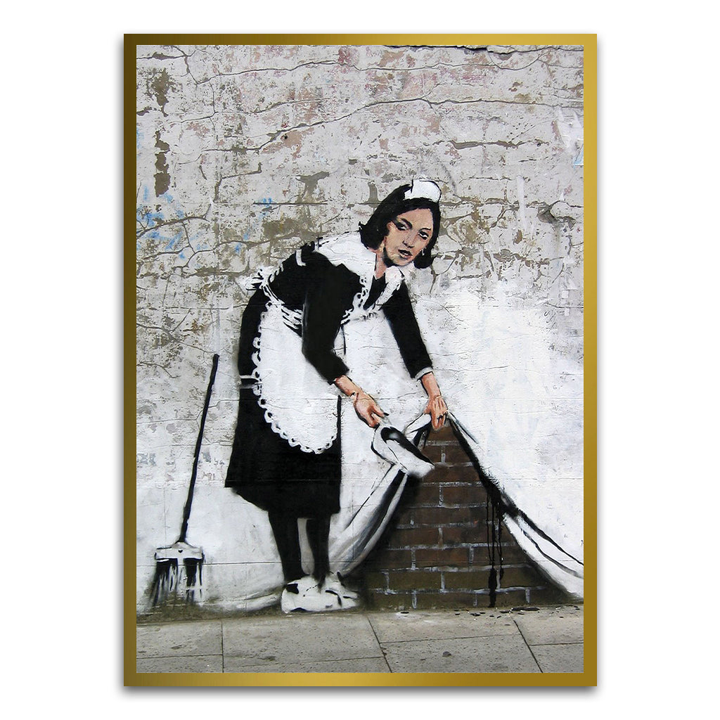 BANKSY ART 19 Gold Printed frame acrylic canvas Frames