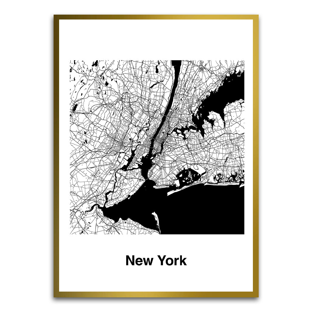 New York Gold Printed frame acrylic canvas Frames