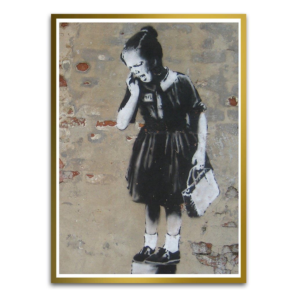 BANKSY ART 12 Gold Printed frame acrylic canvas Frames