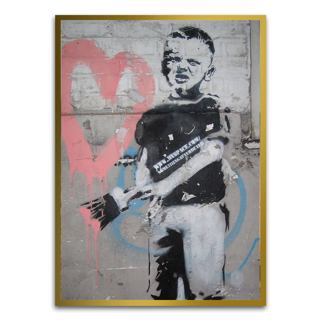 BANKSY ART 1 Gold Printed frame acrylic canvas Frames