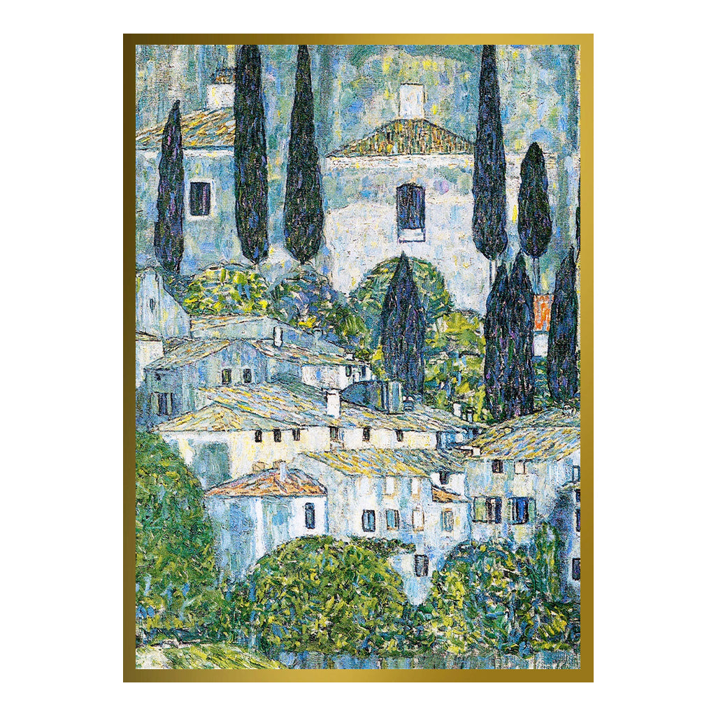 Kirche in Cassone 1913 Gold Printed frame acrylic canvas Frames