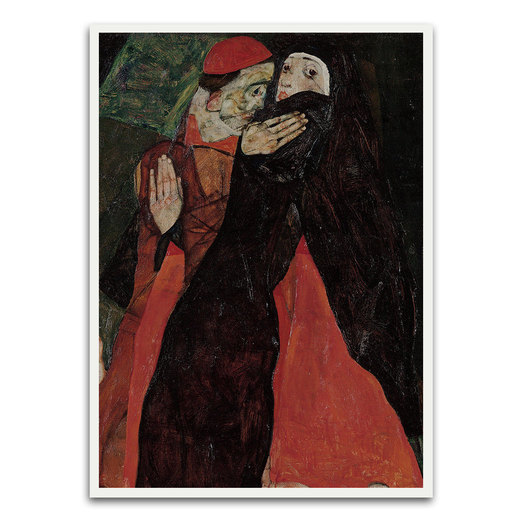 Egon Schiele - Cardinal and Nun White Printed frame acrylic canvas Frames