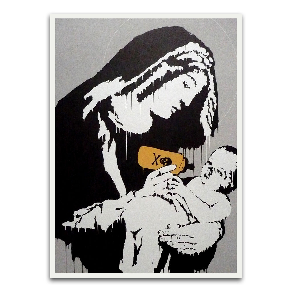 BANKSY ART 28 White Printed frame acrylic canvas Frames