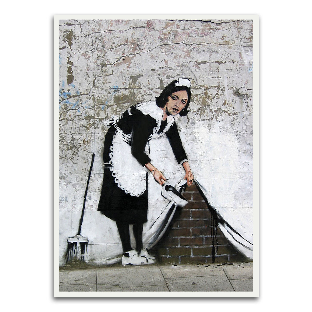 BANKSY ART 19 White Printed frame acrylic canvas Frames