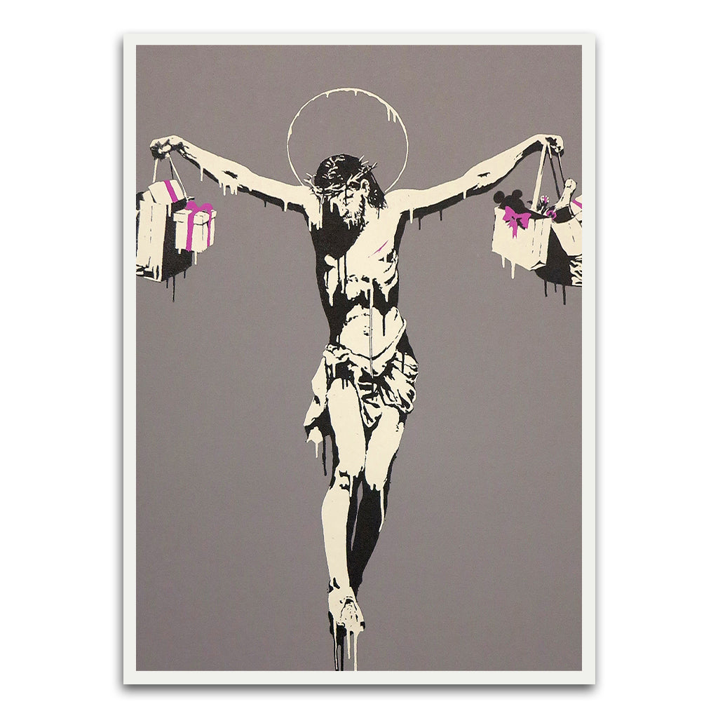 BANKSY ART 13 White Printed frame acrylic canvas Frames