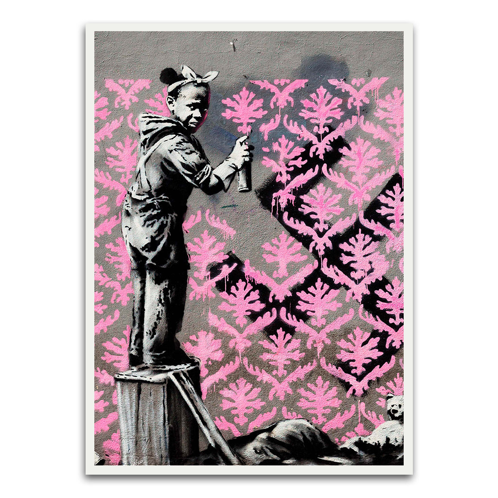 BANKSY ART 21 White Printed frame acrylic canvas Frames