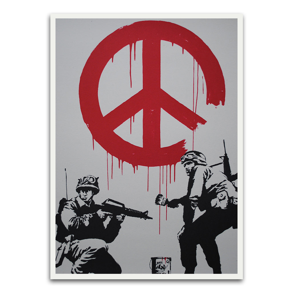 BANKSY ART 6 White Printed frame acrylic canvas Frames