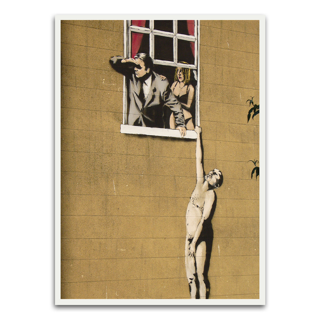 BANKSY ART 10 White Printed frame acrylic canvas Frames