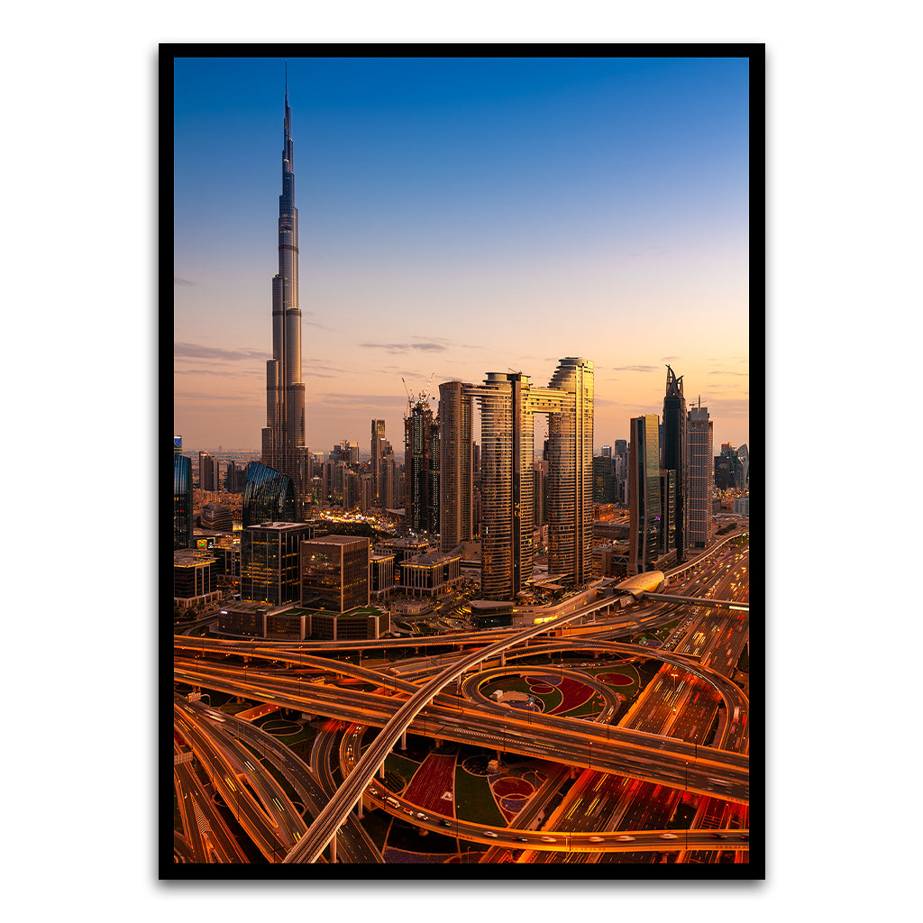 Dubai Futuristic Black Printed frame acrylic canvas Frames