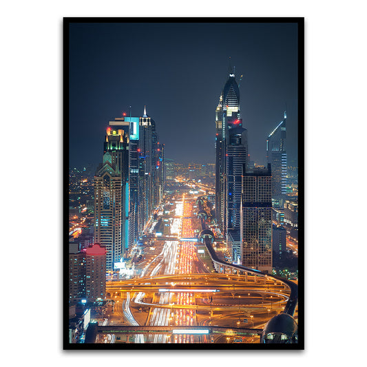 Shaikh Zayed Road Black Printed frame acrylic canvas Frames