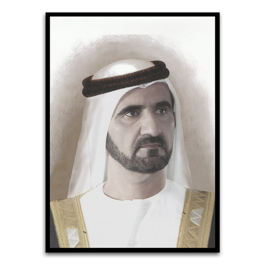 Sheikh Mohammed bin Rashid Al Maktoum. Black Printed frame acrylic canvas Frames