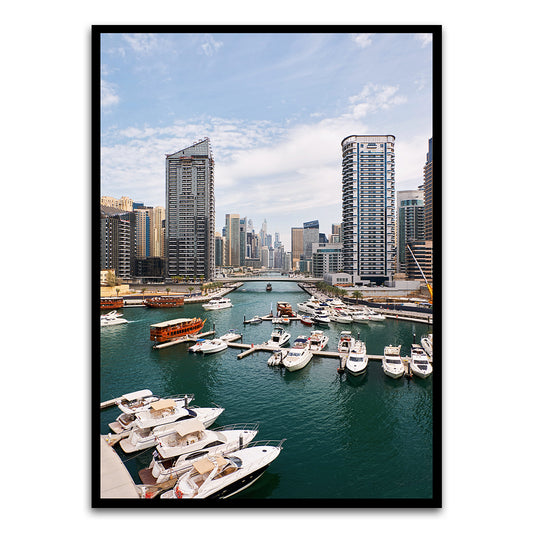 Dubai Marina Black Printed frame acrylic canvas Frames