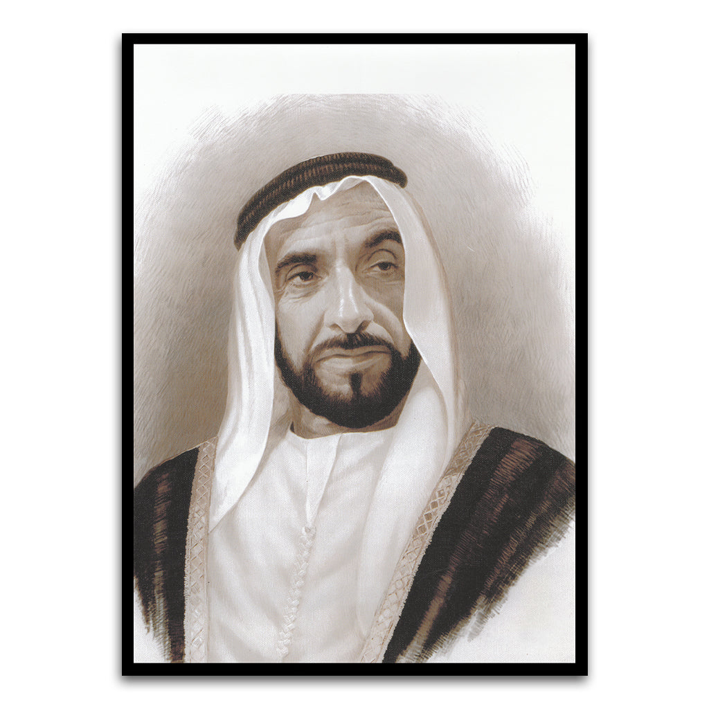 Sheikh Zayed Bin Sultan Al Nahyan Black Printed frame acrylic canvas Frames