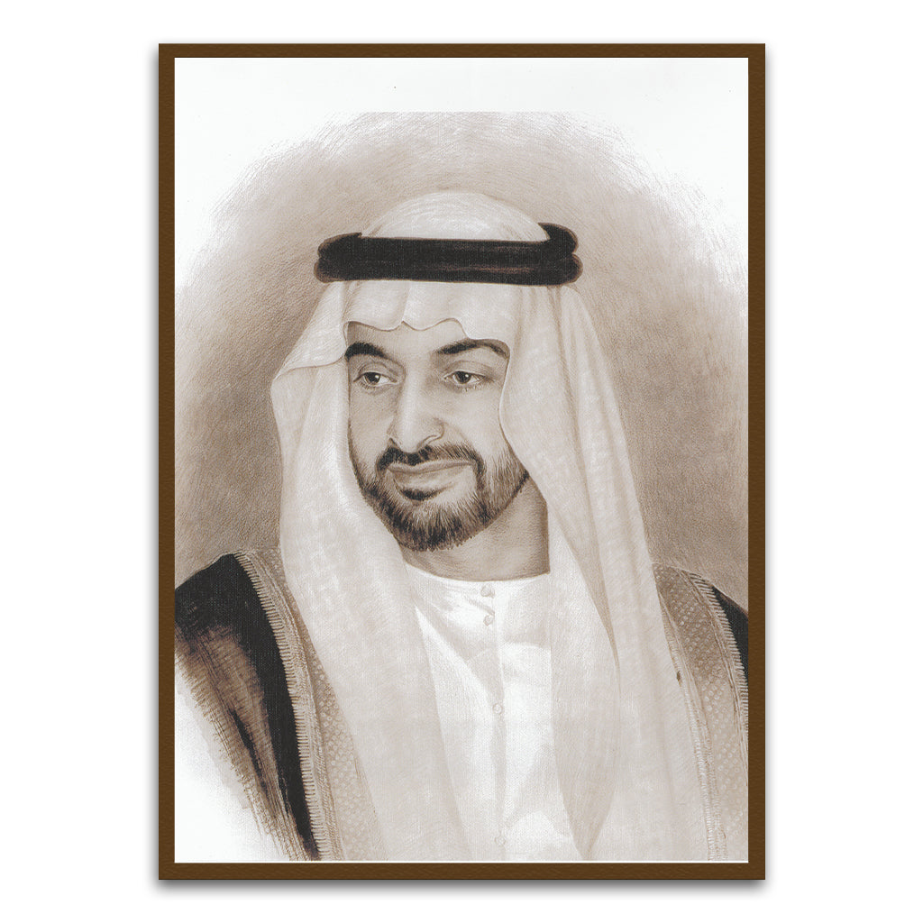 Sheikh Mohammed Bin Zayed Al Nahyan Brown Printed frame acrylic canvas Frames