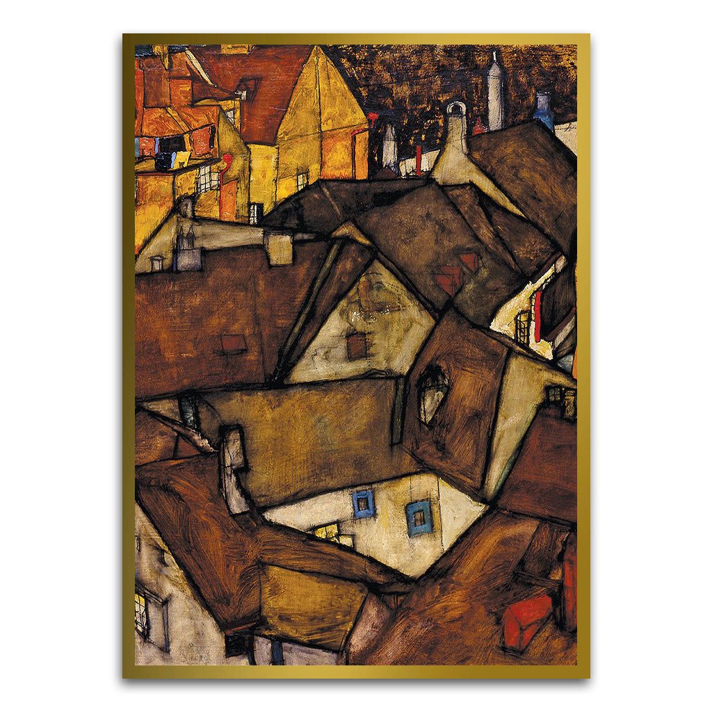 Crescent of Houses Gold Printed frame acrylic canvas Frames