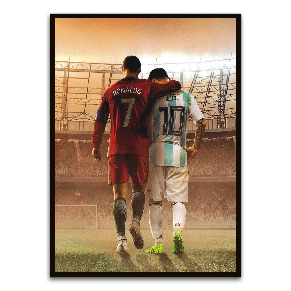 Ronaldo and Messi Black Printed frame acrylic canvas Frames