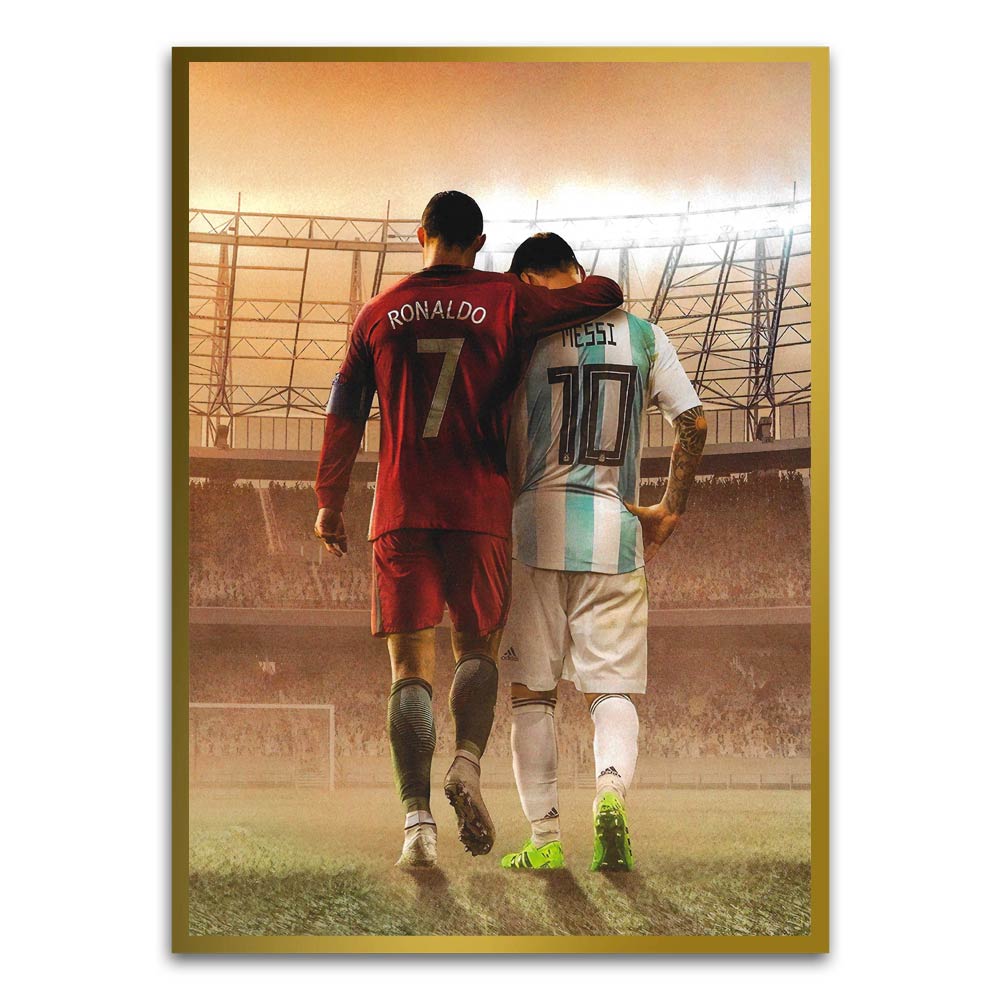 Ronaldo and Messi Gold Printed frame acrylic canvas Frames