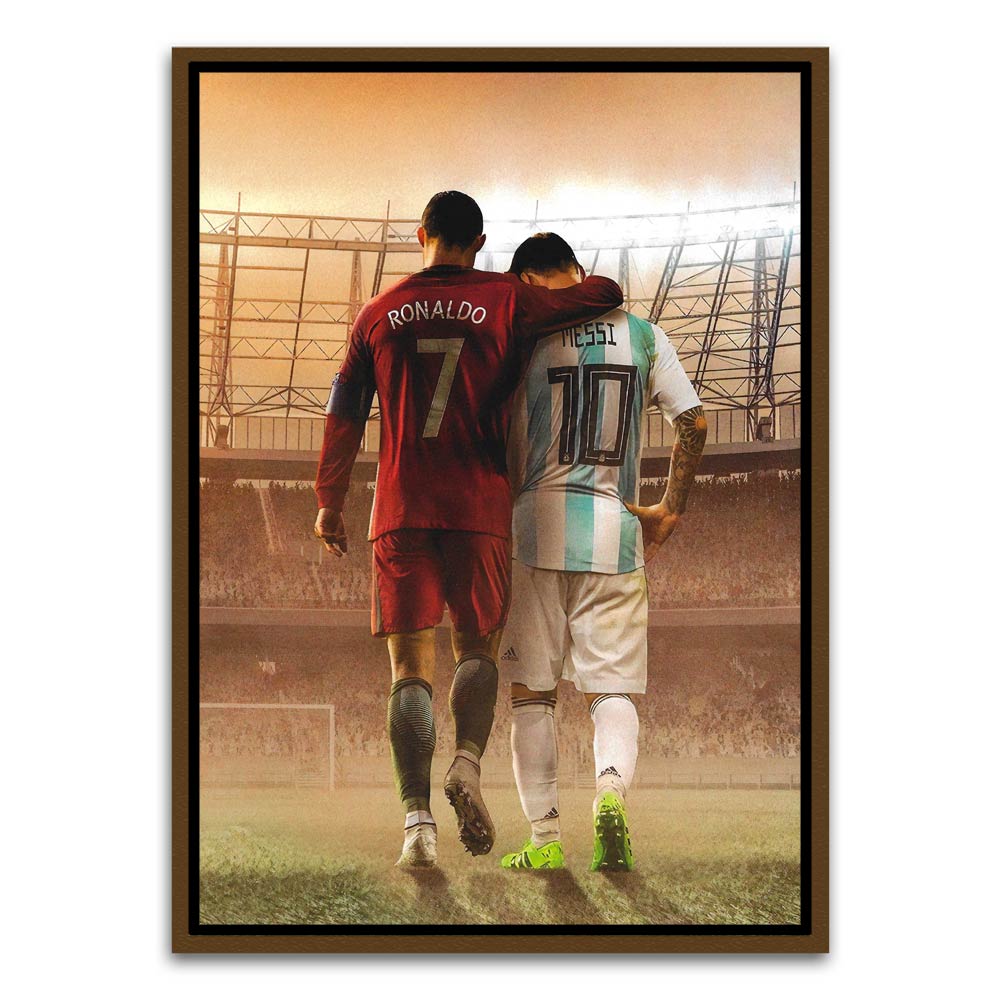 Ronaldo and Messi Brown Canvas frame acrylic canvas Frames