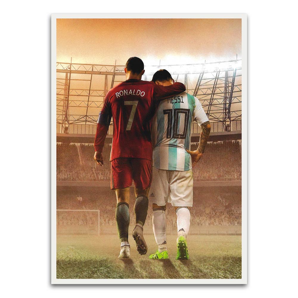 Ronaldo and Messi White Printed frame acrylic canvas Frames