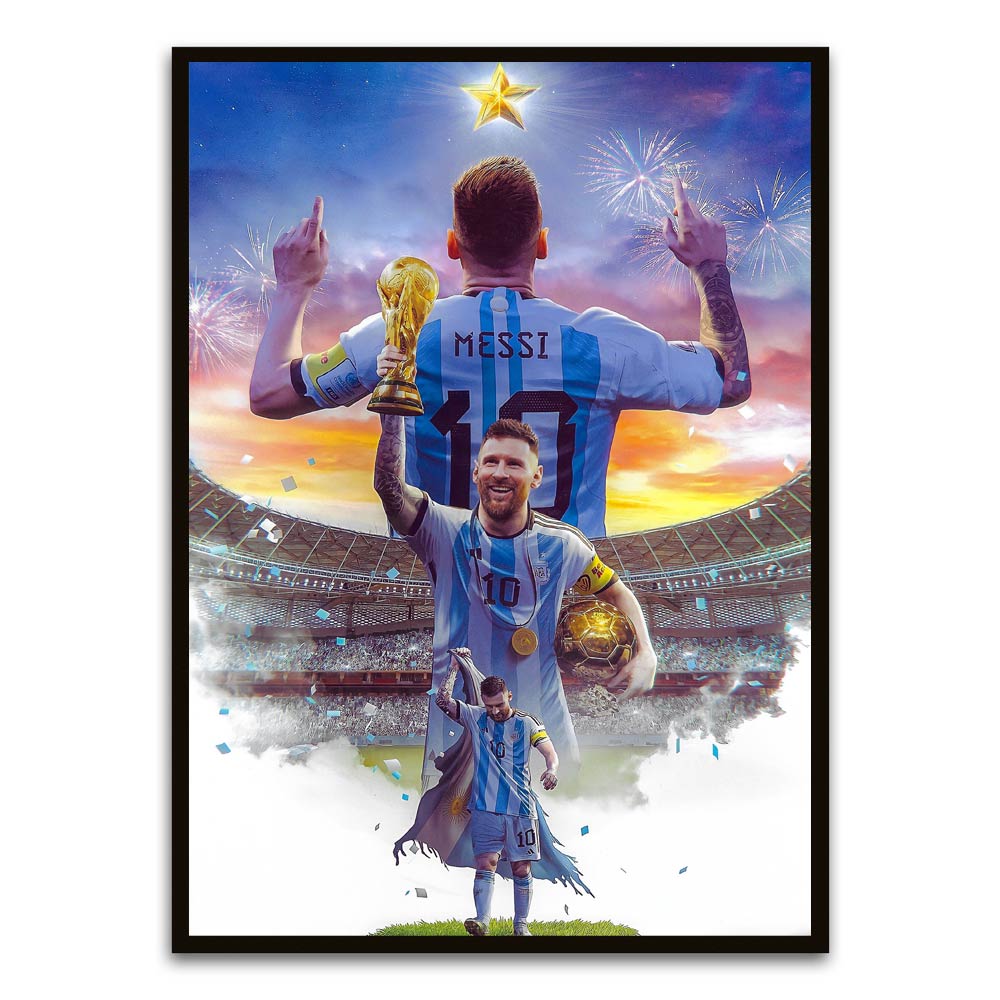 Messi Black Printed frame acrylic canvas Frames