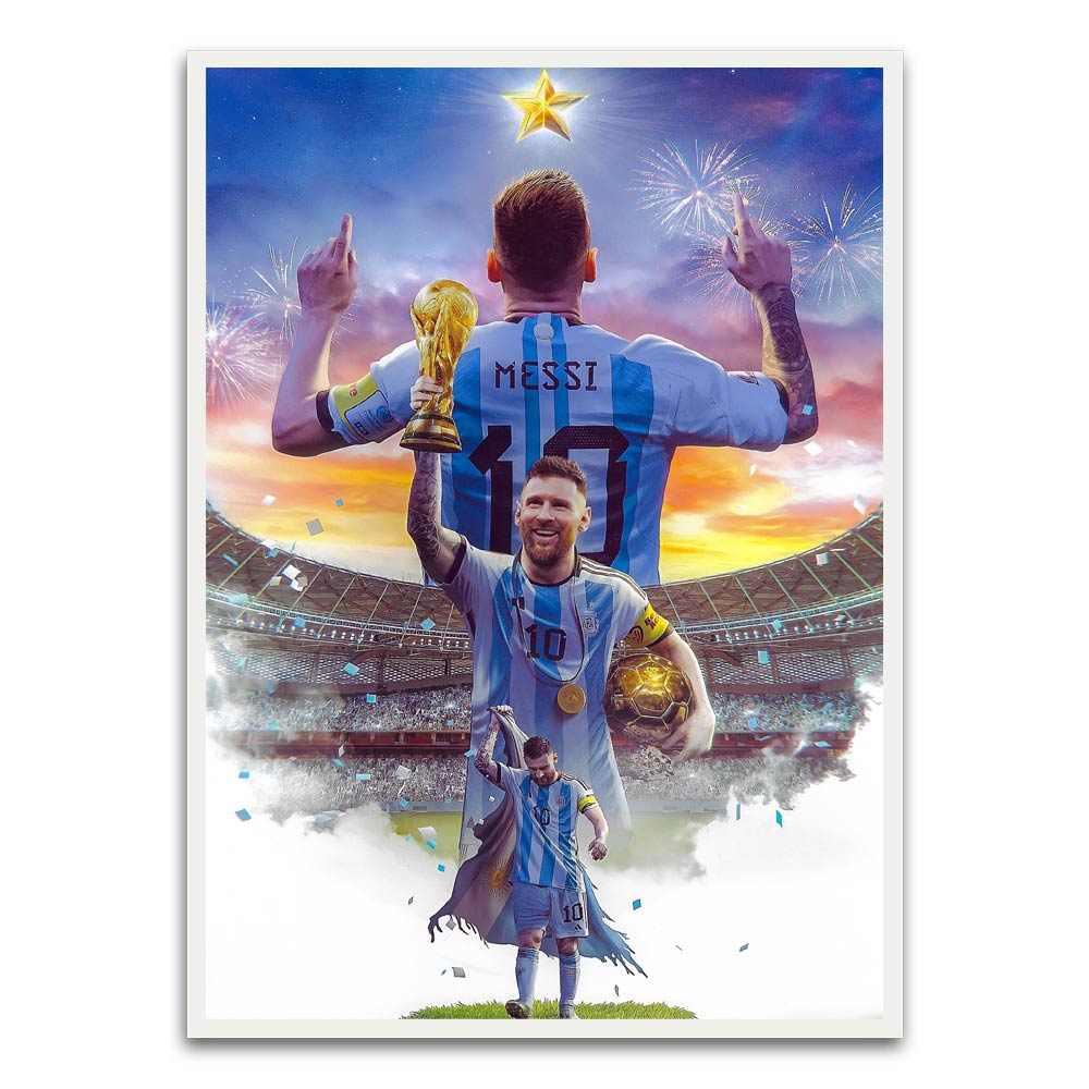 Messi White Printed frame acrylic canvas Frames