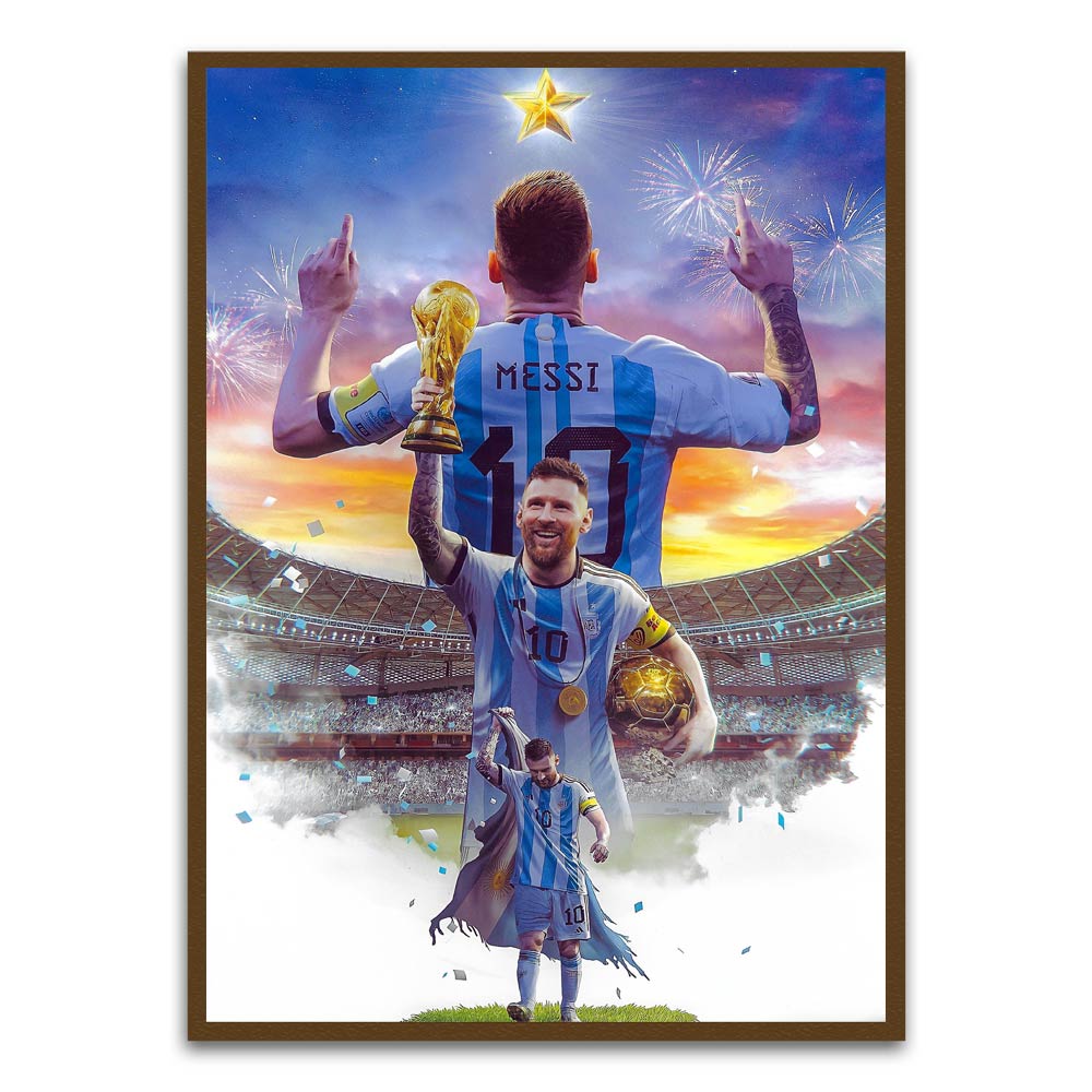 Messi Brown Printed frame acrylic canvas Frames