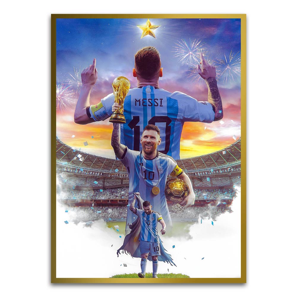 Messi Gold Printed frame acrylic canvas Frames