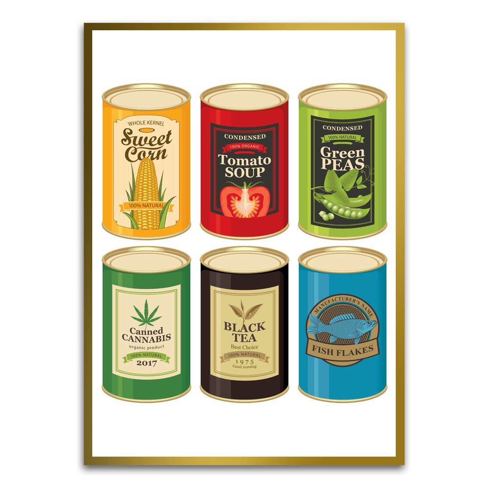 Cans Gold Printed frame acrylic canvas Frames