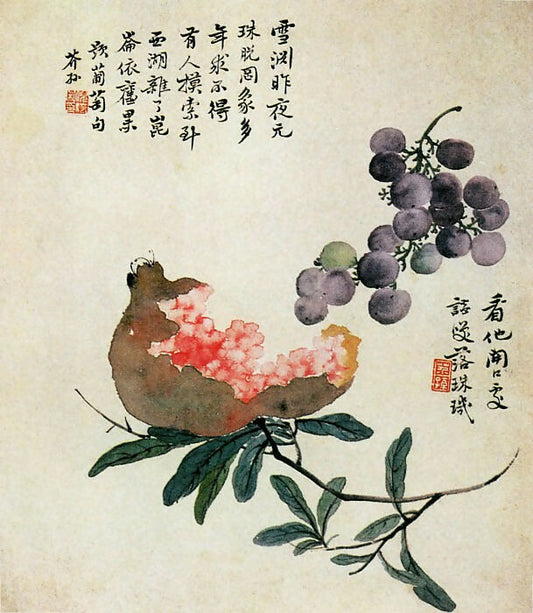 Chinese artists of the Middle Ages (倪耘 - 花果草虫图(之—、二)) – Ni Yun 50X40 Canvas