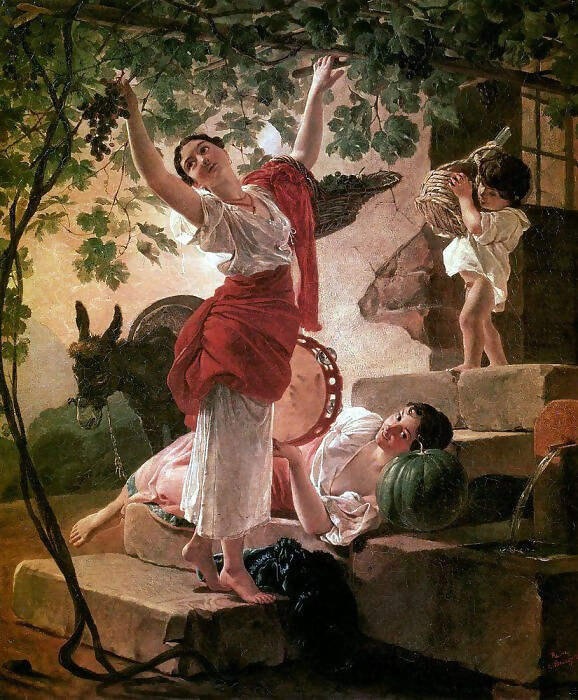 KarlPavlovichBryullov–GirlpickinggrapesinthevicinityofNaples.1827 50X40 Canvas