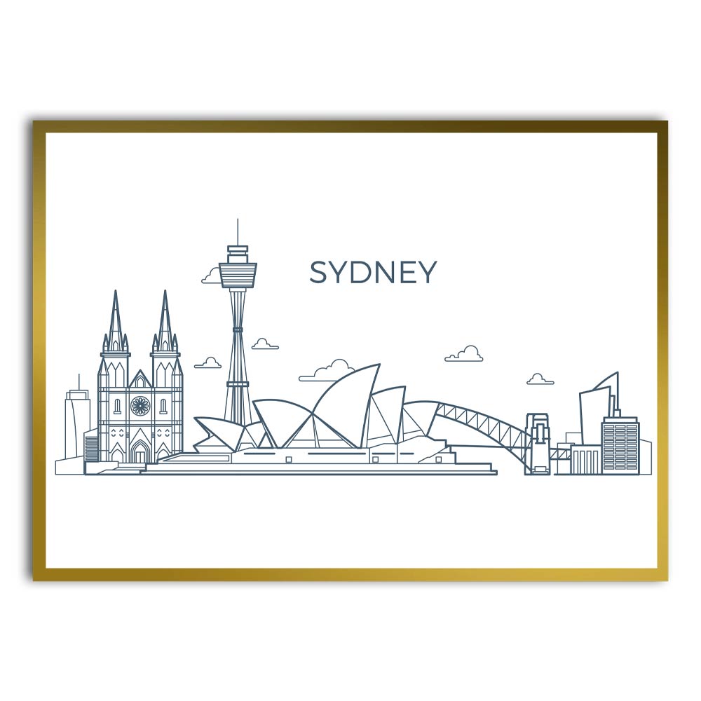 Sydney Gold Printed frame acrylic canvas Frames