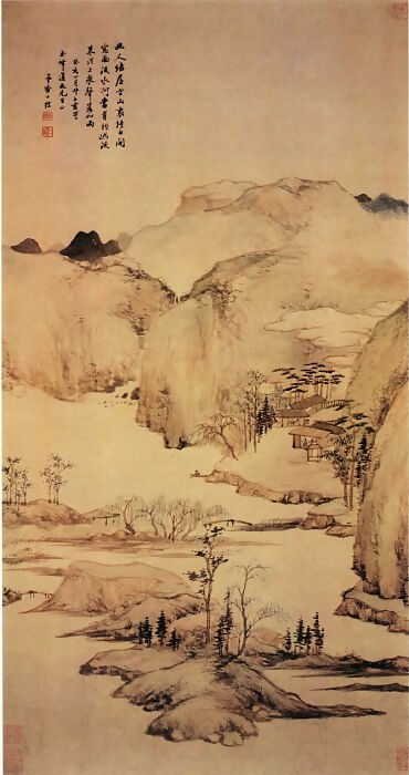 Chinese Painters of the Middle Ages (查士标 - 空山结屋图) – Cha Shibiao 50X40 Canvas