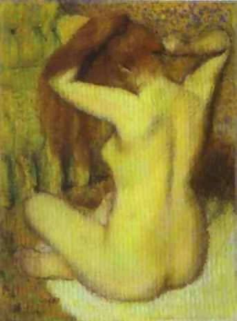 Edgar Degas - Woman Combing Her Hair Seated on the Edge of a Bath