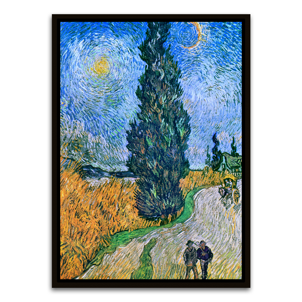 Starry Cypress Path Black Canvas frame acrylic canvas Frames