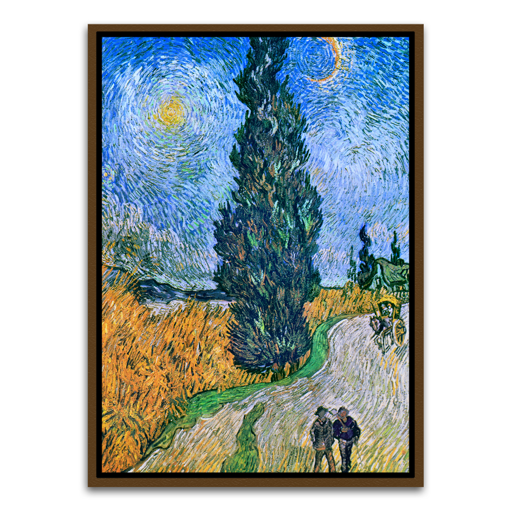 Starry Cypress Path Brown Canvas frame acrylic canvas Frames