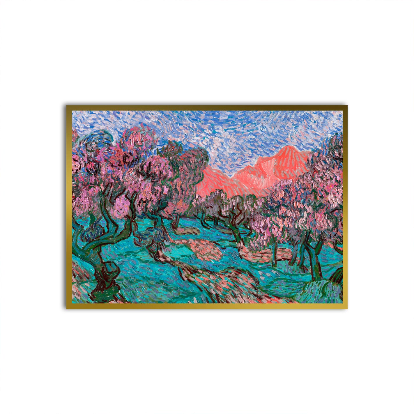 Blossoms in the Mountain Breeze Gold Printed frame acrylic canvas Frames